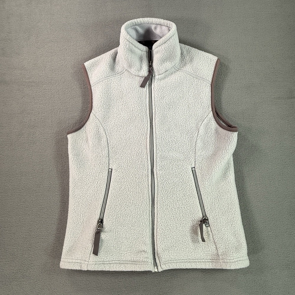 PATAGONIA SYNCHILLA Womens Medium White Full Zip Pocket Fleece 2001 Vest VTG
